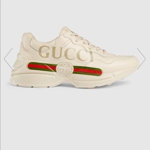 Women’s Rhyton Gucci logo leather sneaker